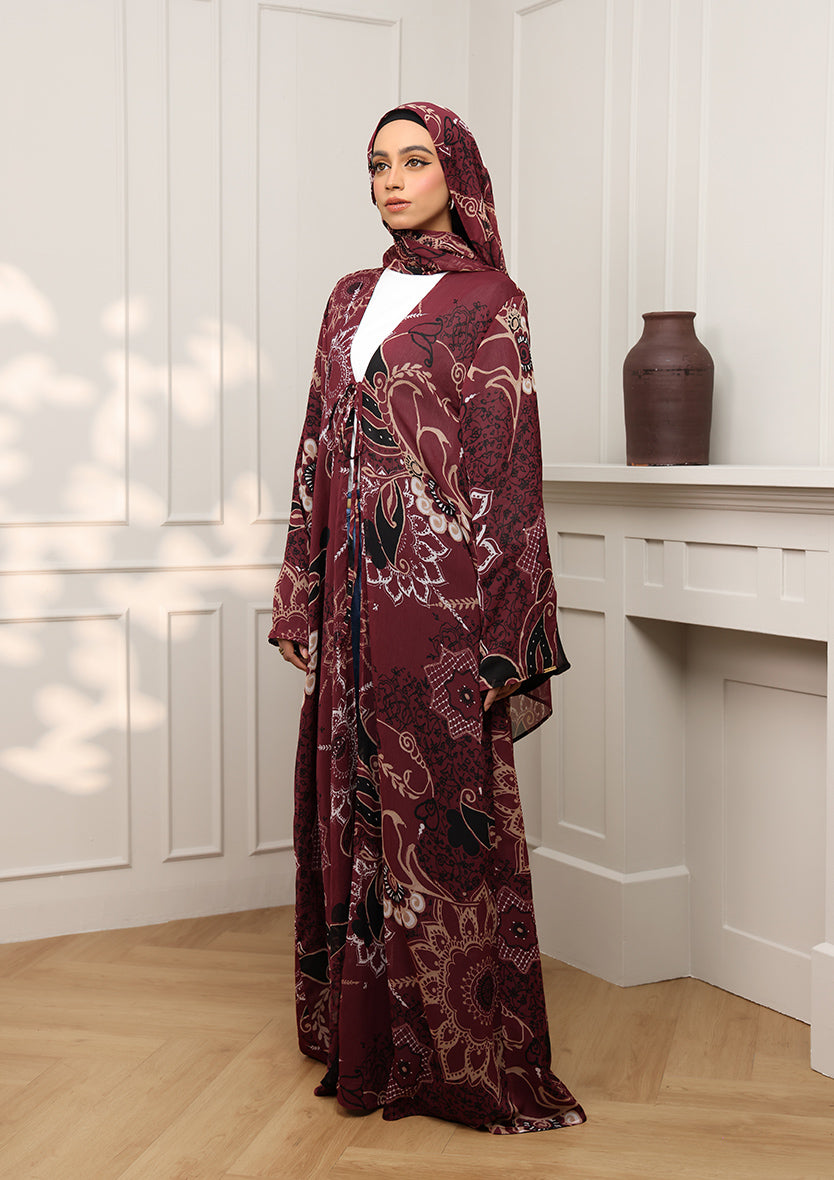 Tie Front Abaya &amp; Shawl Set - Integrity