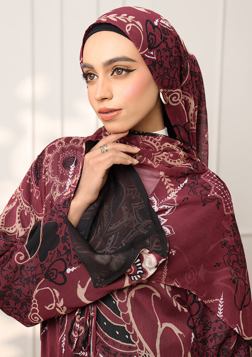 Tie Front Abaya &amp; Shawl Set - Integrity