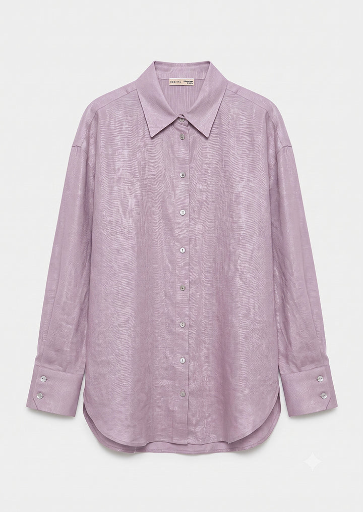 100% Italian Linen Shirt - Lilac