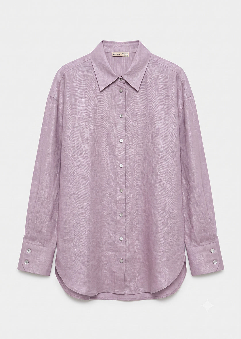 100% Italian Linen Shirt - Lilac