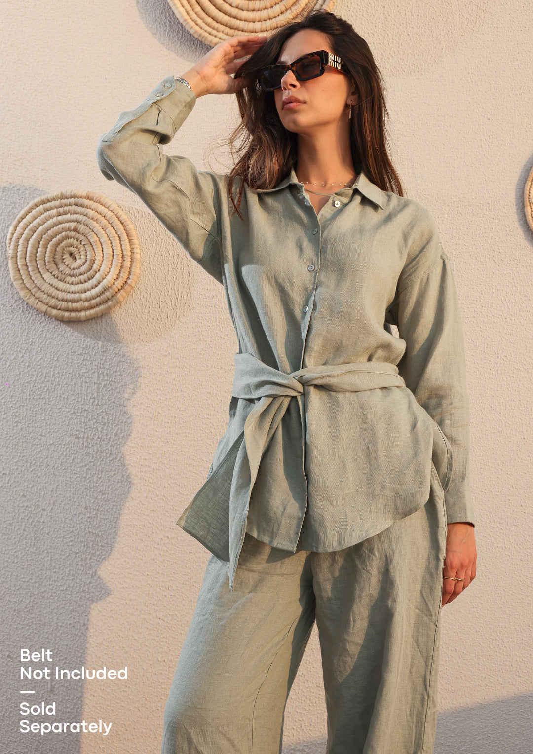 100% Italian Linen Co-ord Set - Sage Green