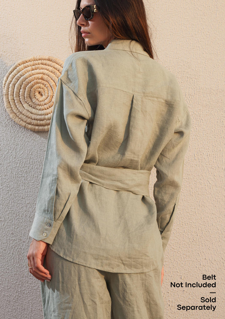 100% Italian Linen Co-ord Set - Sage Green
