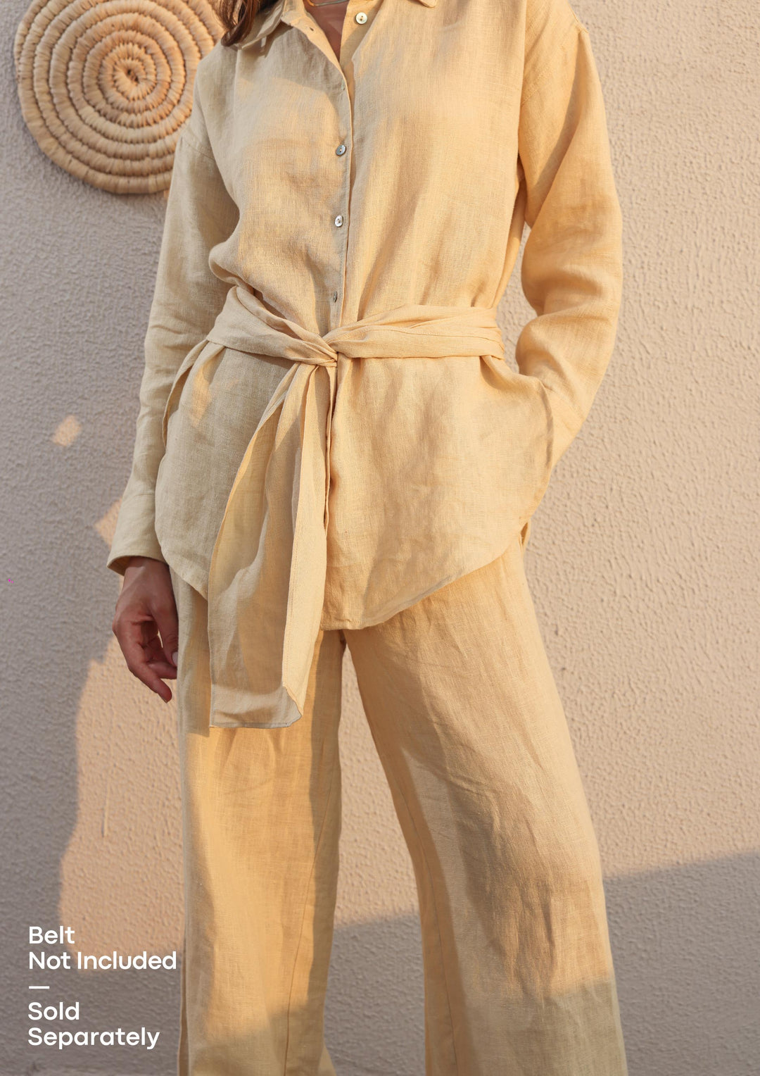 100% Italian Linen Belt - Butter Yellow