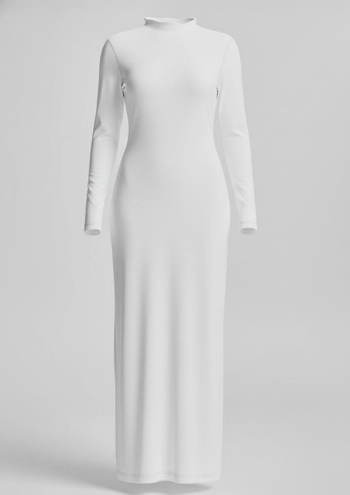 Long sleeved dress-Plain Jersey Cotton