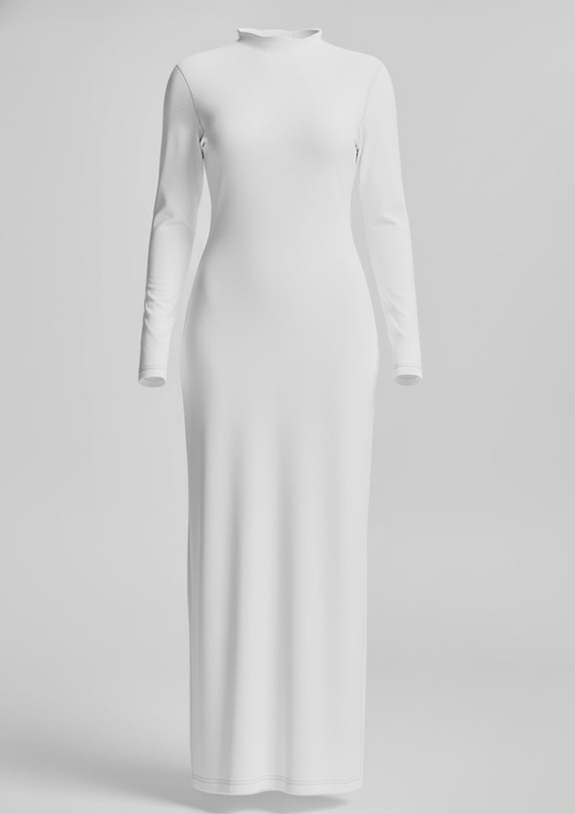 Long sleeved dress-Plain Jersey Cotton