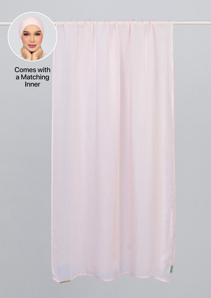 Light Pink - Modal Woven Shawl Set with Inner