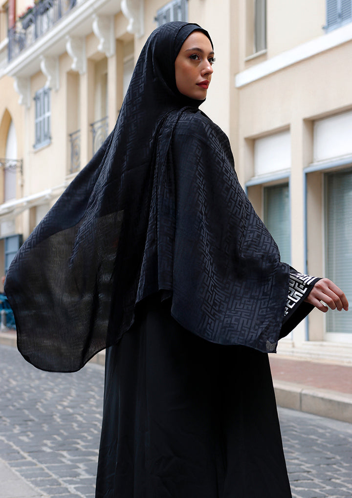 Black Monogram-Abaya Dress Flowy Set
