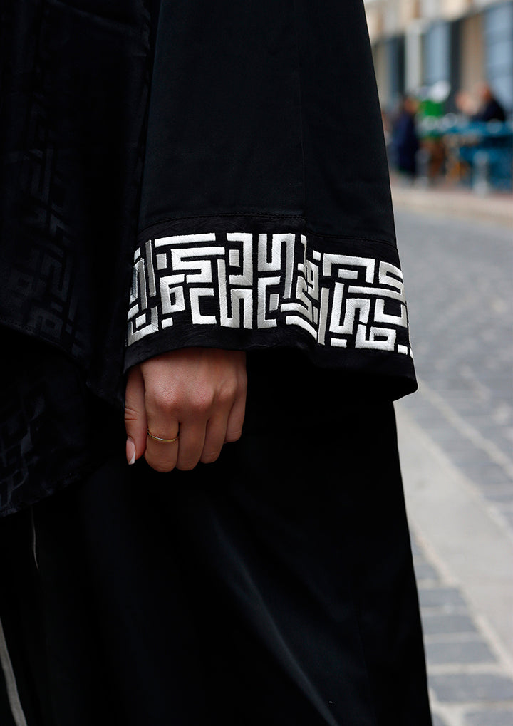 Black Monogram-Abaya Dress Flowy Set