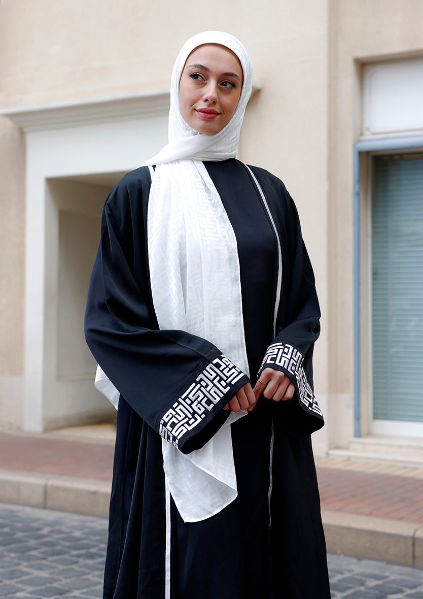 Black Monogram-Abaya Dress Flowy Set – Abaya