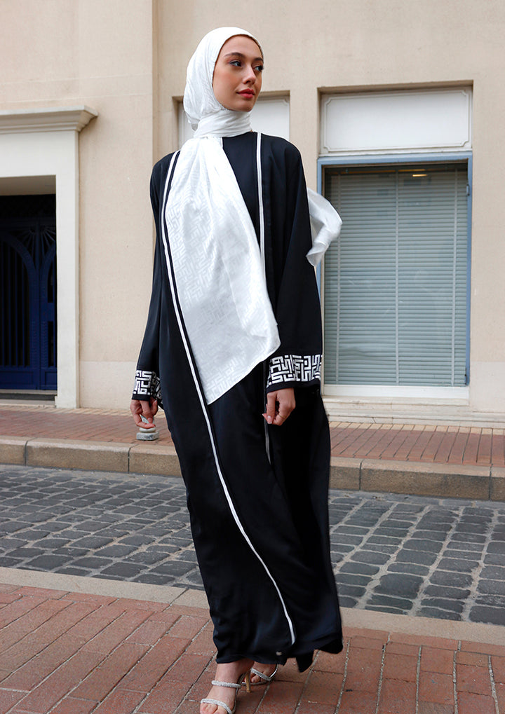 Black Monogram-Abaya Dress Flowy Set