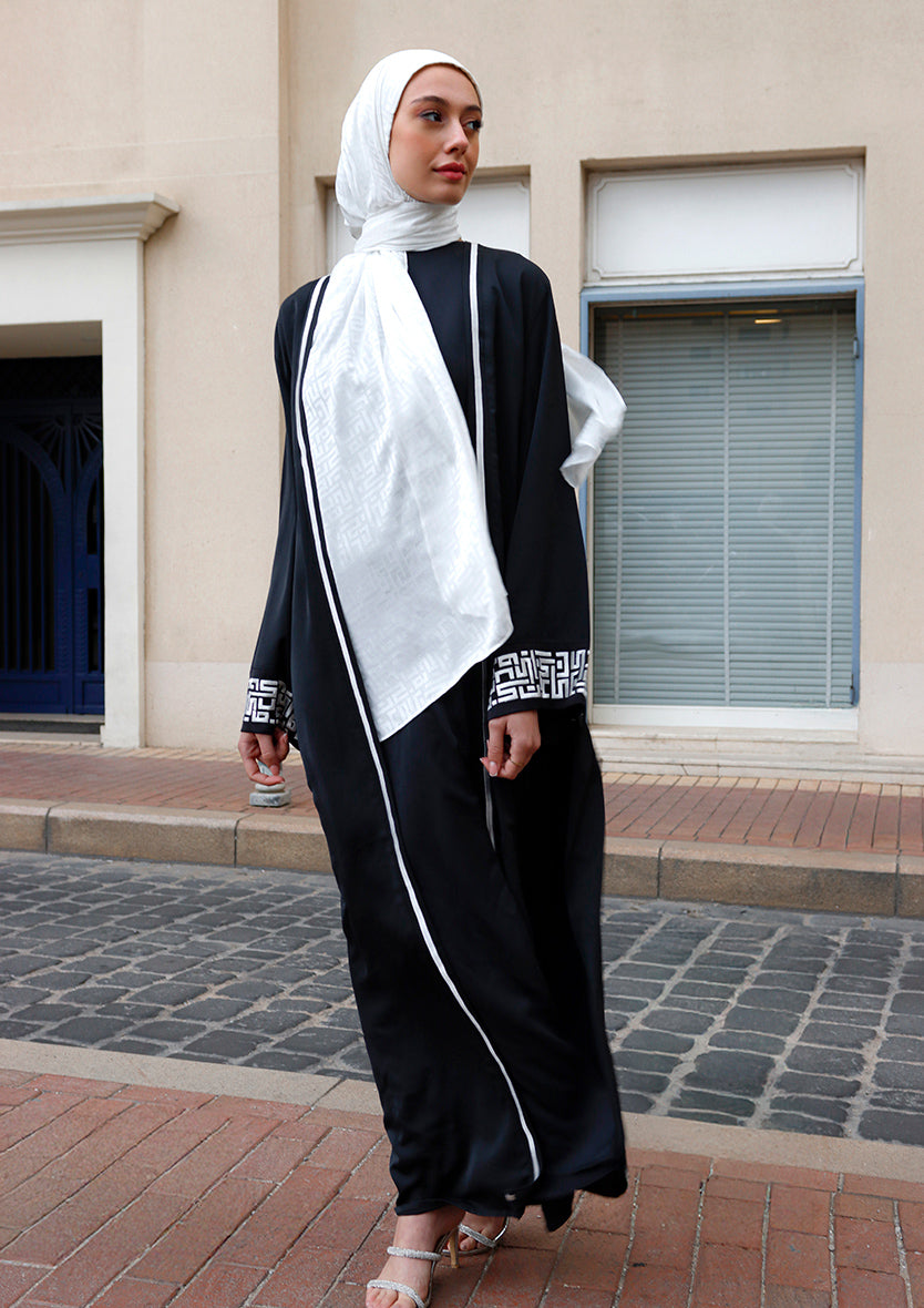 Black Monogram-Abaya Dress Flowy Set XXL Black Monogram-Abaya Dress Flowy Set XXL