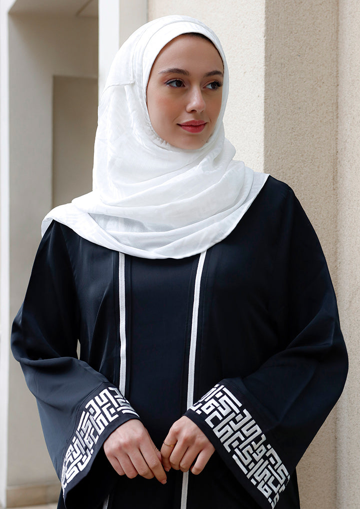 Black Monogram-Abaya Dress Flowy Set