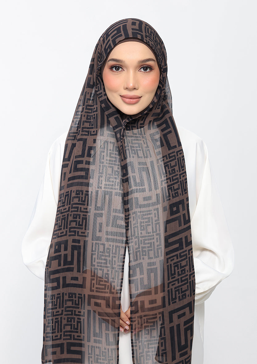 Monogram Brown Instant Hijab With Inner