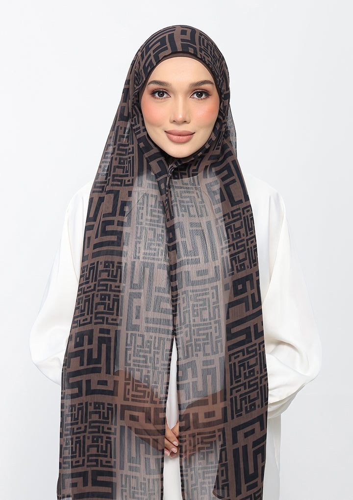 Monogram Brown Instant Hijab With Inner