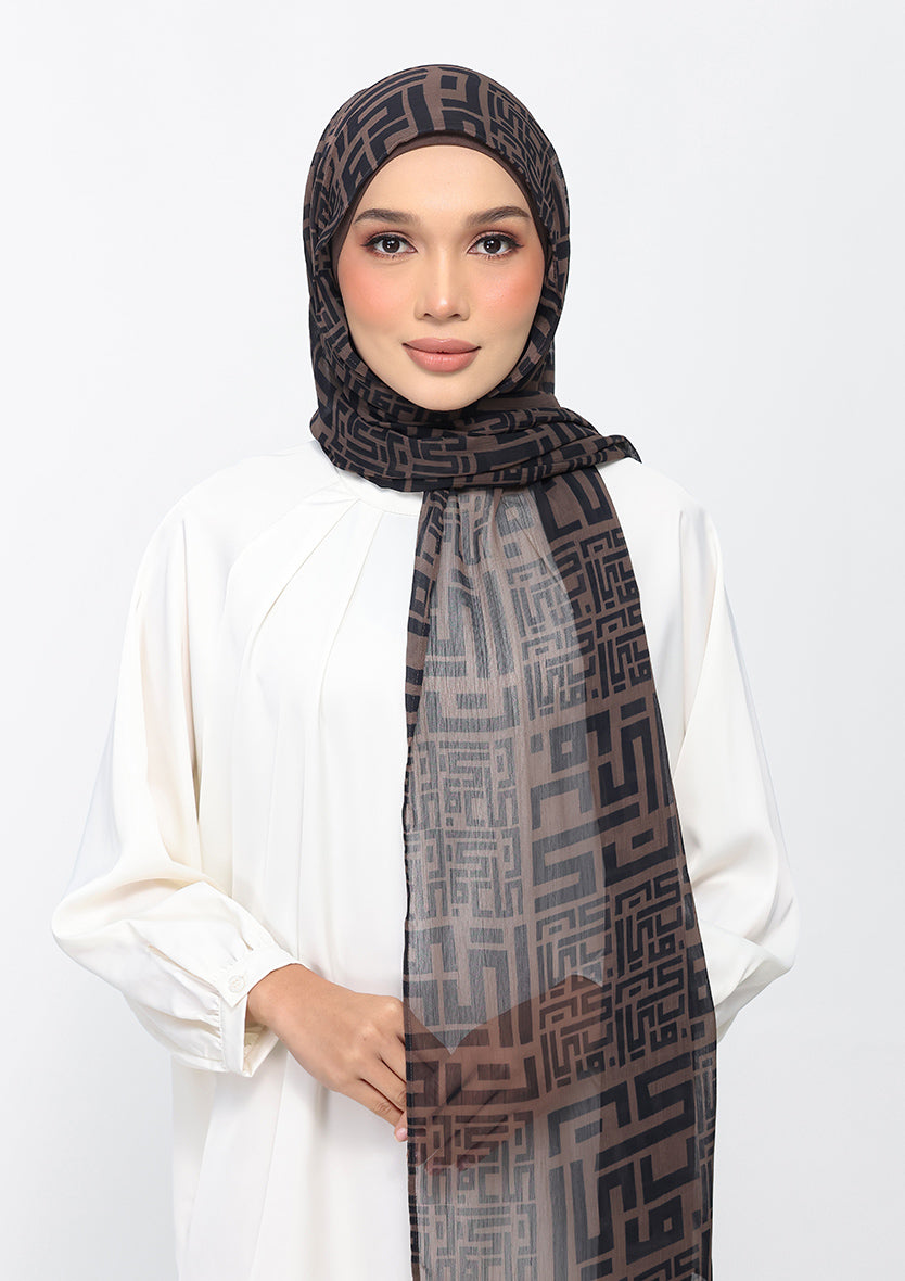 Monogram Brown Instant Hijab With Inner