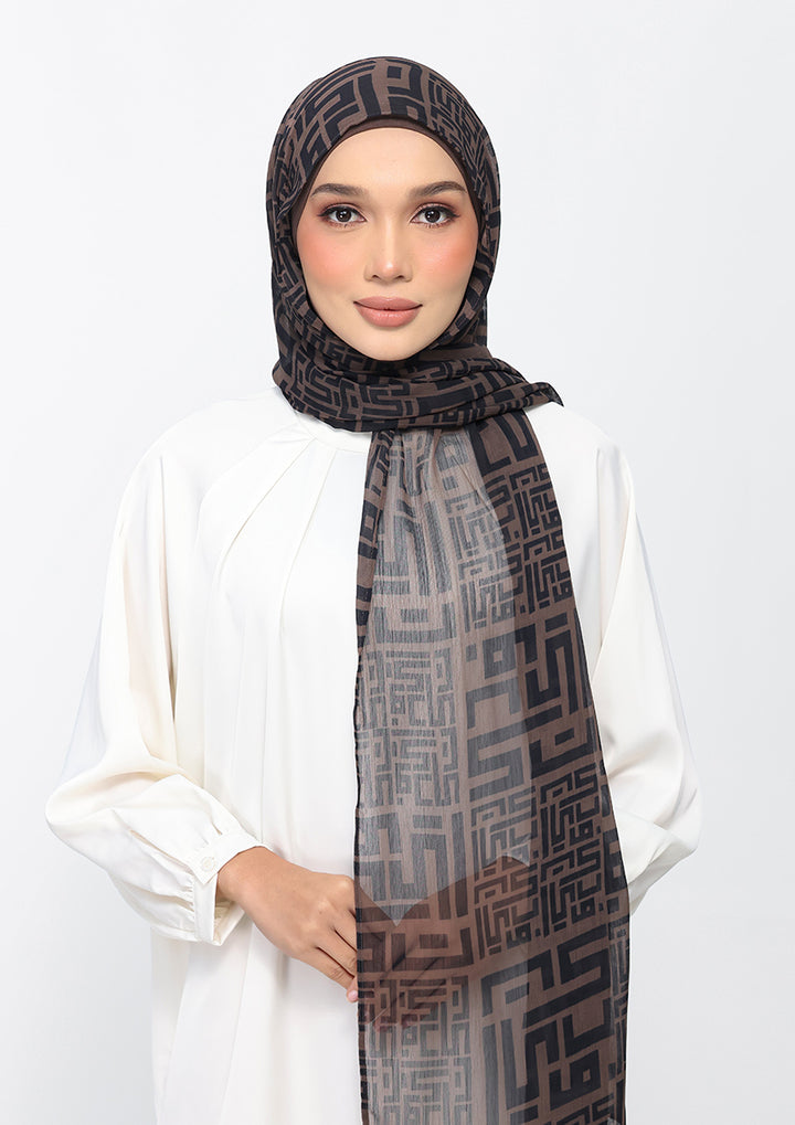 Monogram Brown Instant Hijab With Inner
