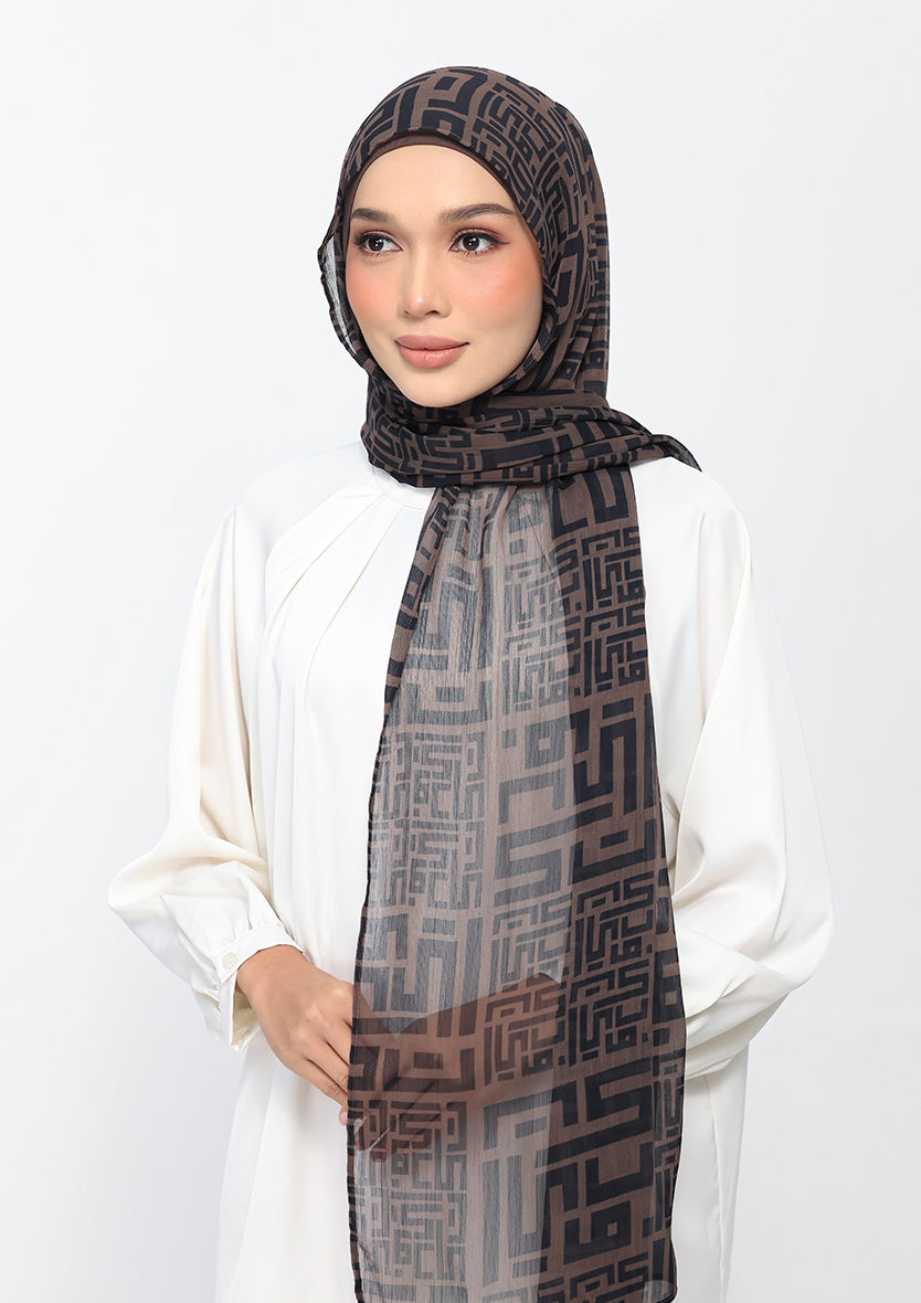 Monogram Brown Instant Hijab With Inner