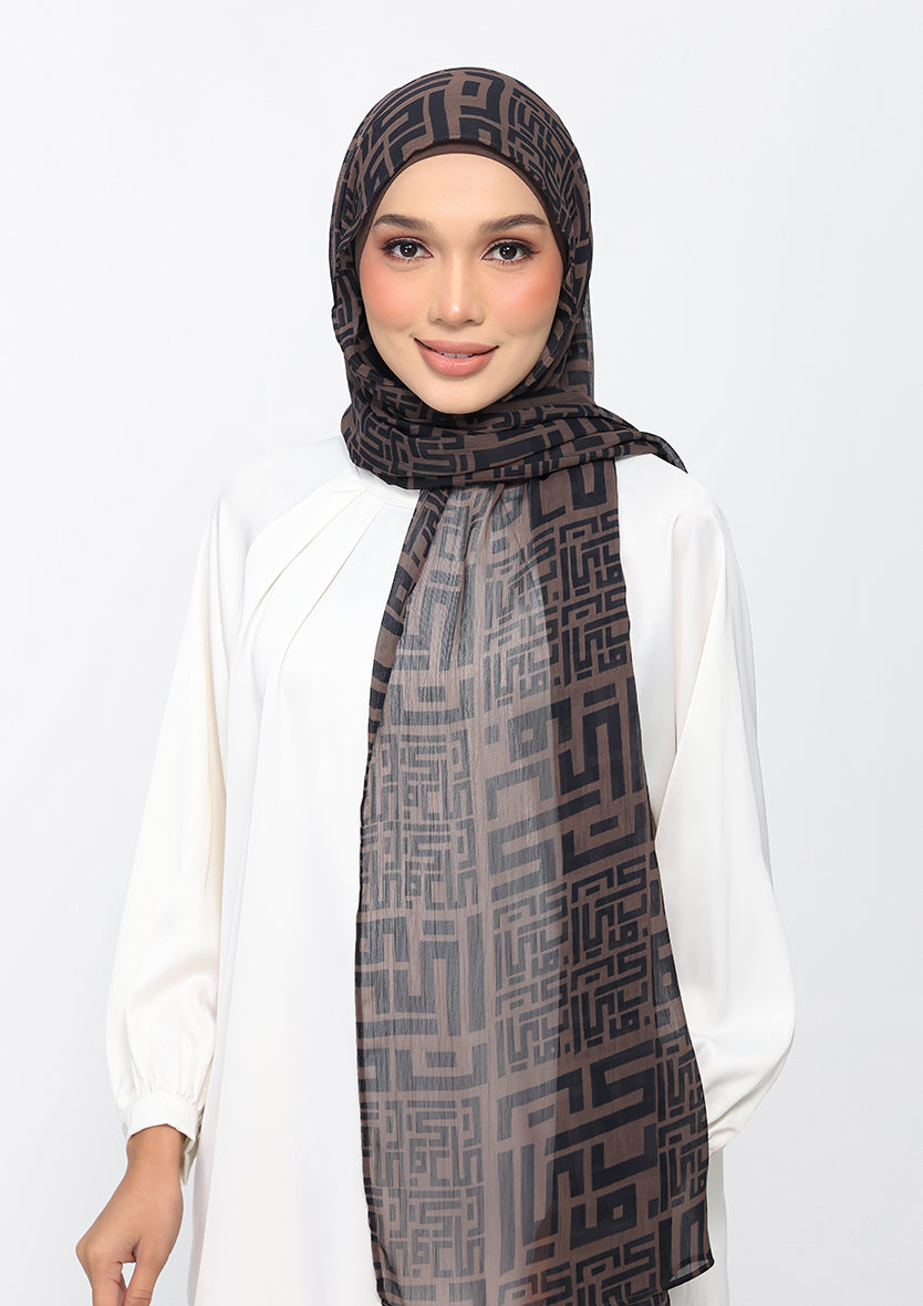 Monogram Brown Instant Hijab With Inner