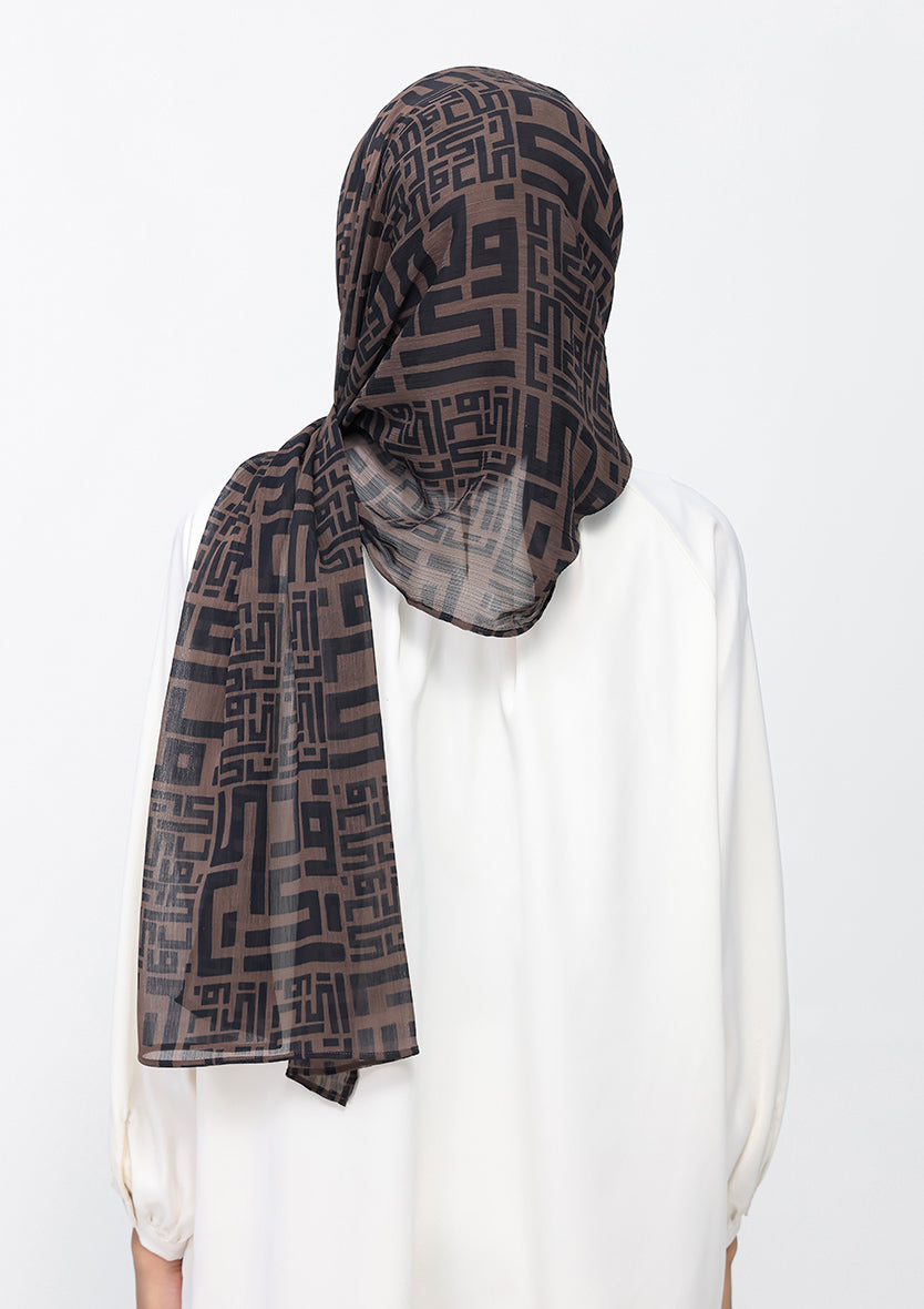 Monogram Brown Instant Hijab With Inner