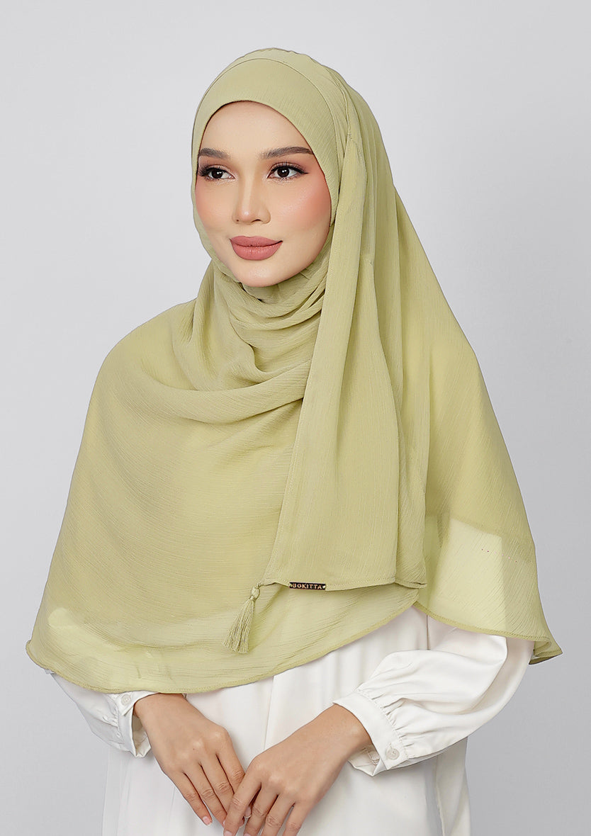 Moss Green - Plain Crinkled Chiffon