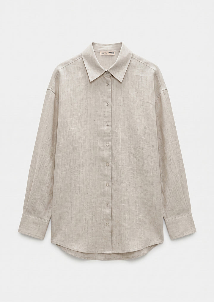 100% Italian Linen Shirt - Natural beige