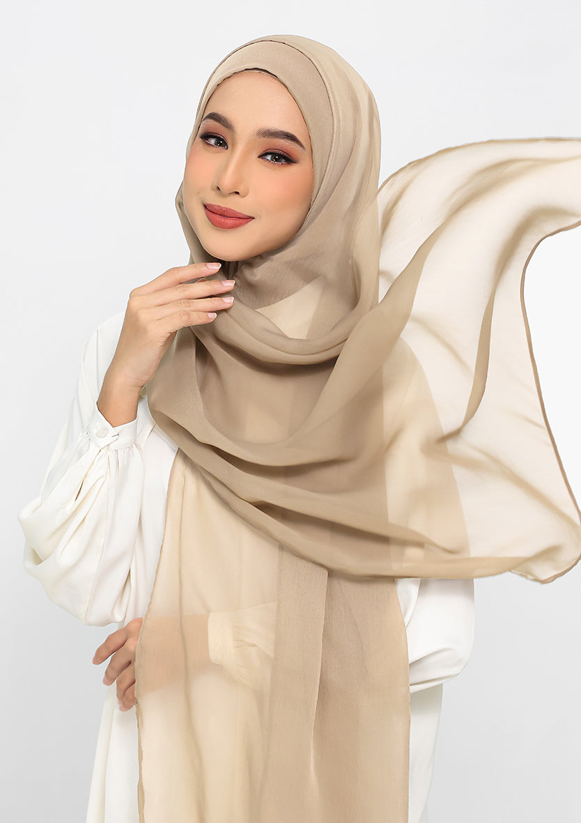 Neutral Beige - Plain Crinkled Chiffon