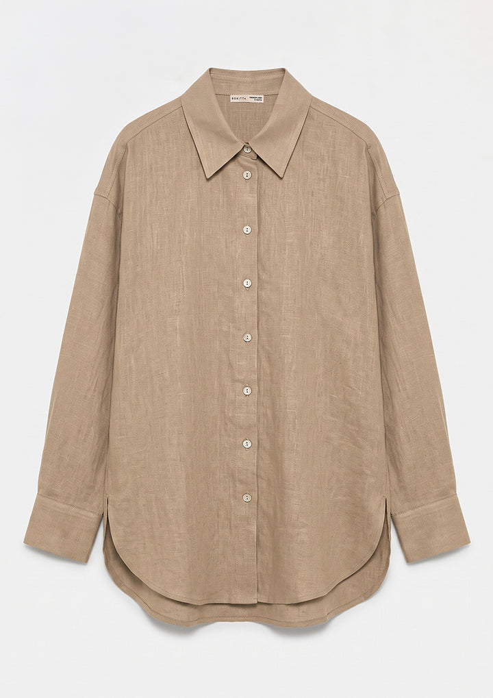 100% Italian Linen Shirt - Olive