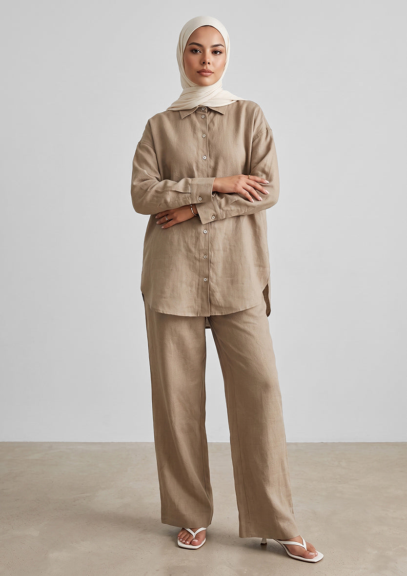 100% Italian Linen Co-ord Set - Olive
