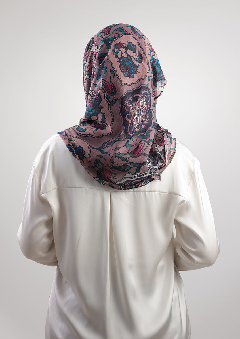 Ottoman Princess pink Printed Crinkled Chiffon instant