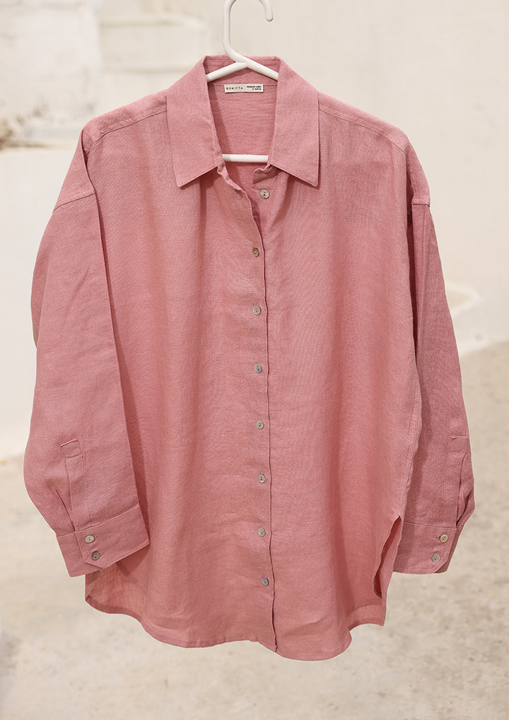 100% Italian Linen Shirt - Pink