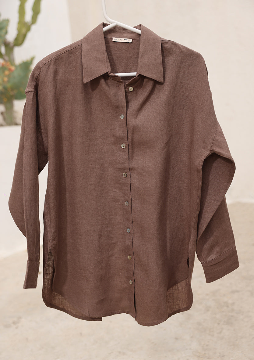 100% Italian Linen Shirt - Taupe