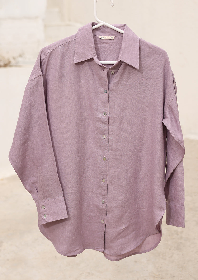100% Italian Linen Shirt - Lilac