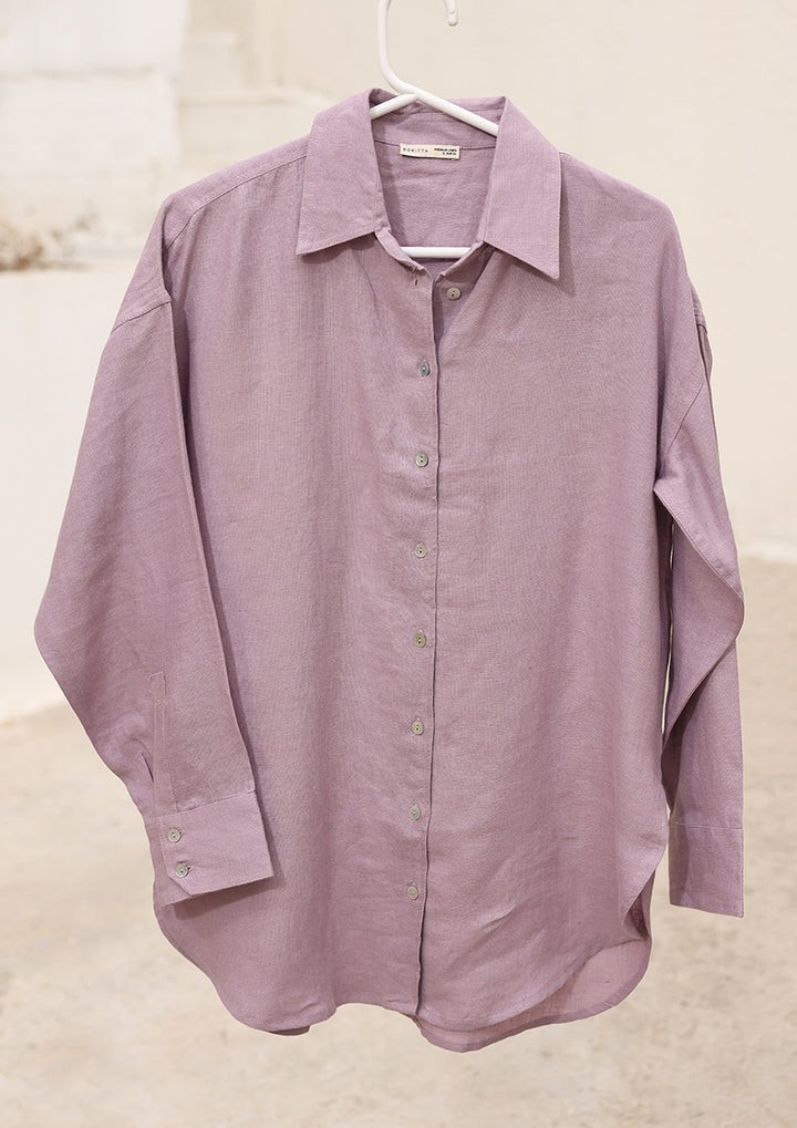100% Italian Linen Shirt - Lilac