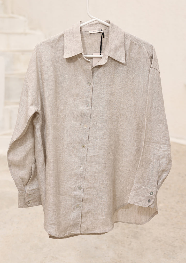 100% Italian Linen Shirt - Natural beige
