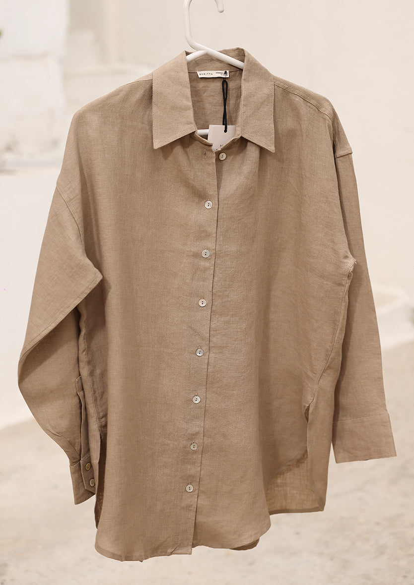 100% Italian Linen Shirt - Olive