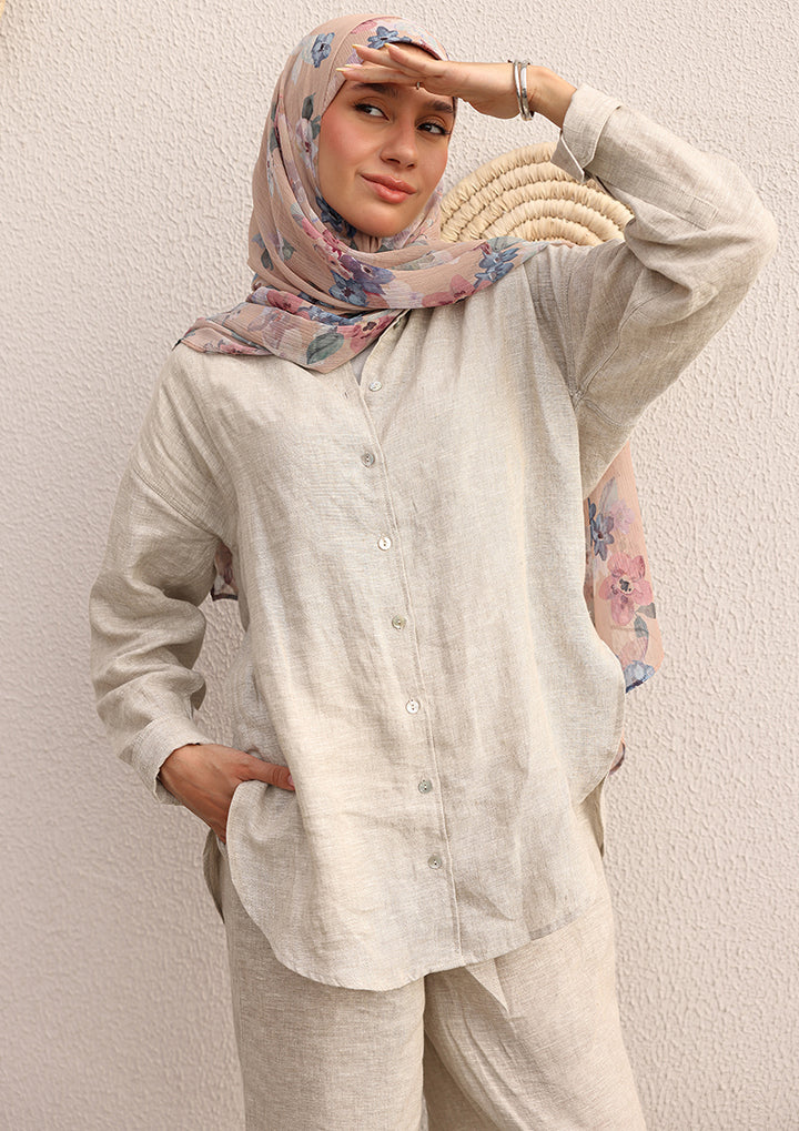 100% Italian Linen Co-ord Set - Natural Beige