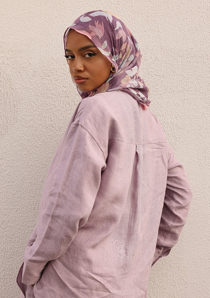 100% Italian Linen Shirt - Lilac