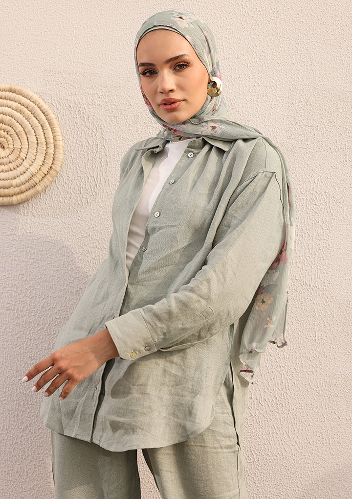 100% Italian Linen Co-ord Set - Sage Green