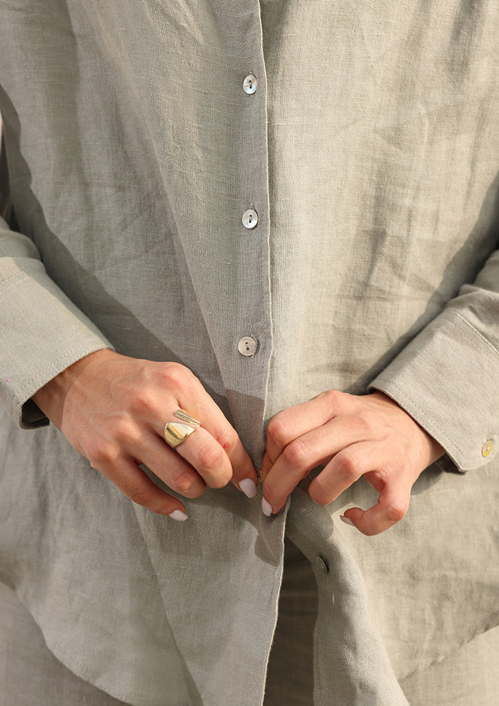100% Italian Linen Shirt - Sage Green