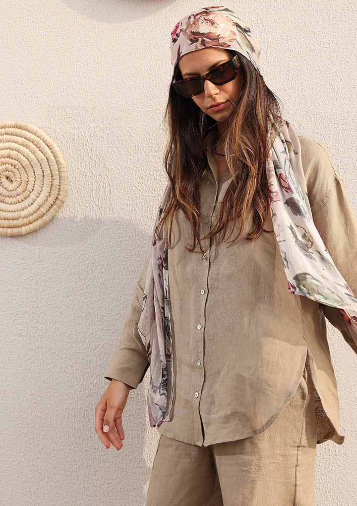 100% Italian Linen Shirt - Olive
