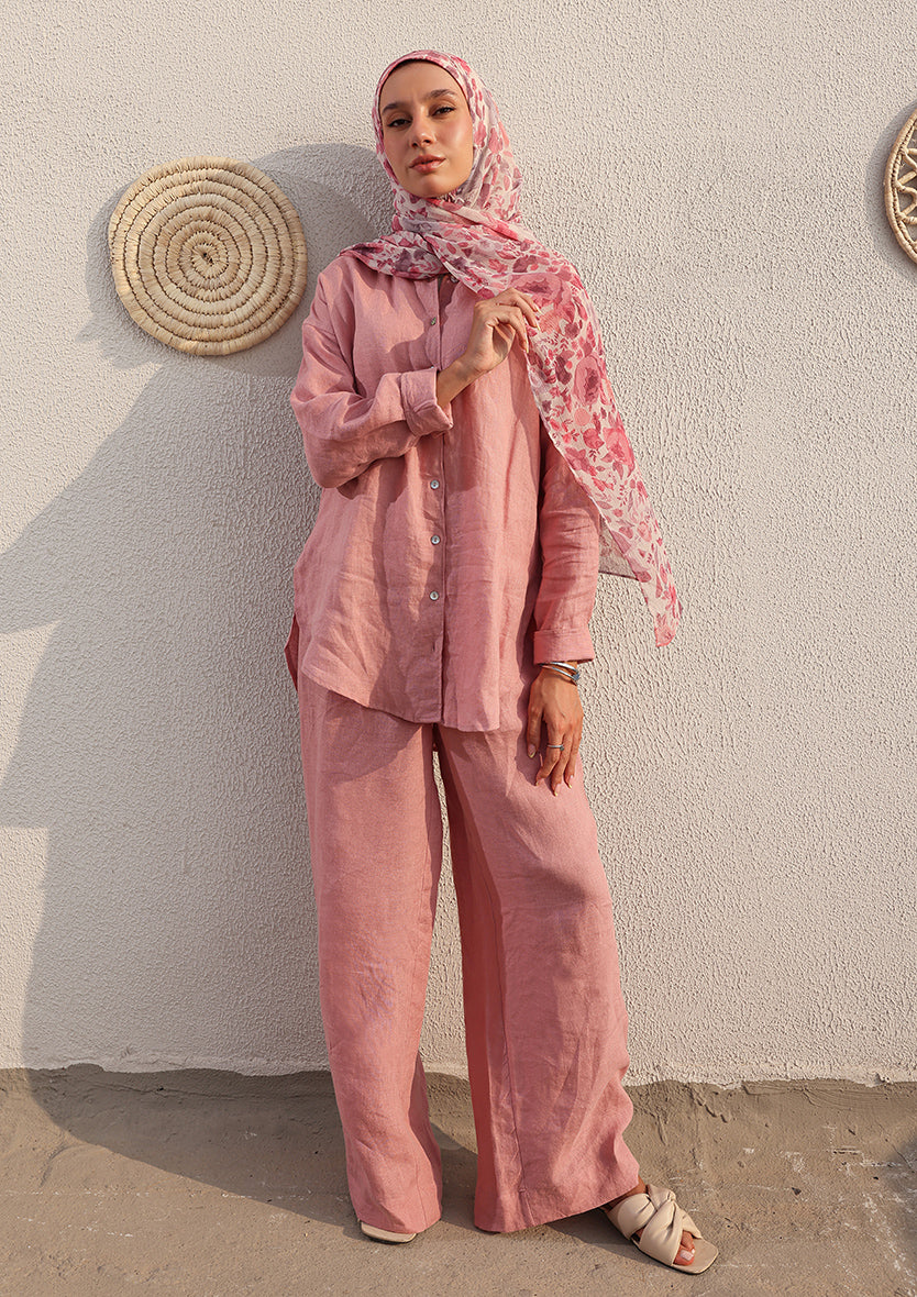 100% Italian Linen Co-ord Set - Pink