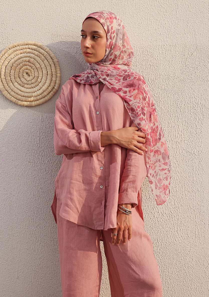 100% Italian Linen Co-ord Set - Pink
