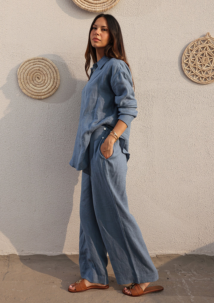 100% Italian Linen Co-ord Set - Blue