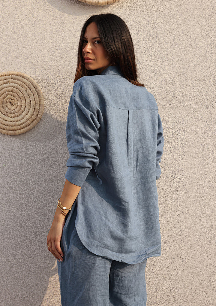 100% Italian Linen Shirt - Blue