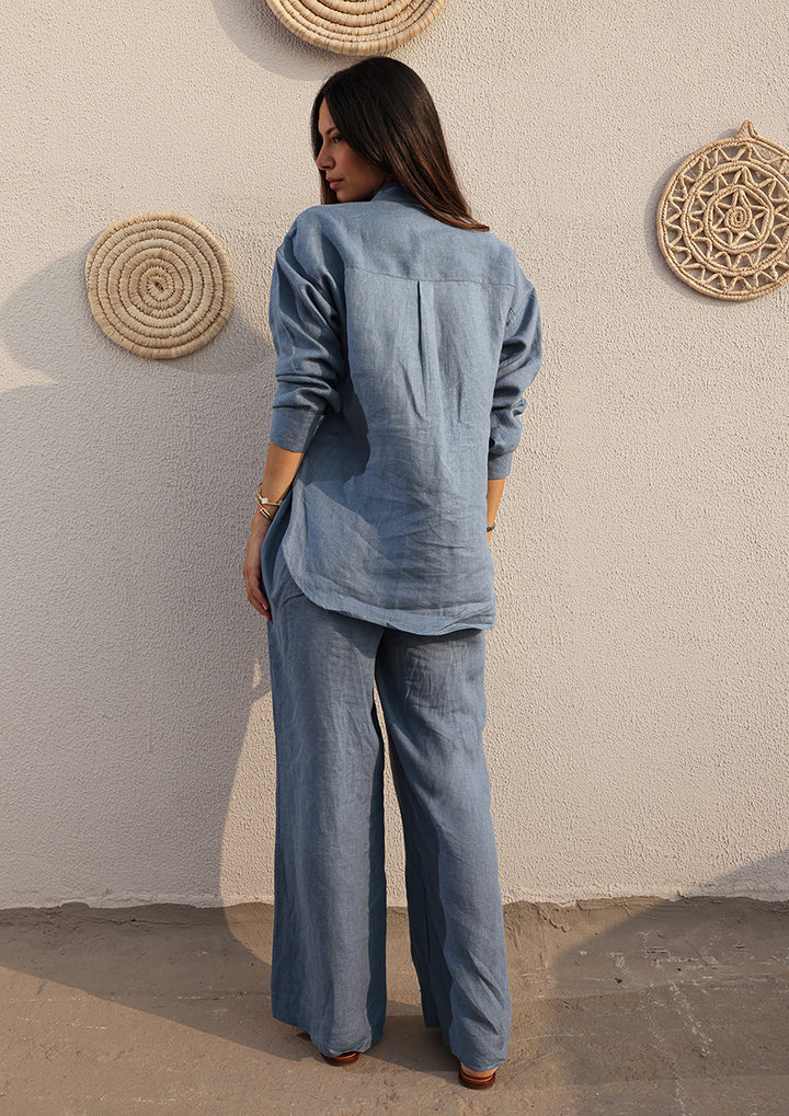 100% Italian Linen Co-ord Set - Blue