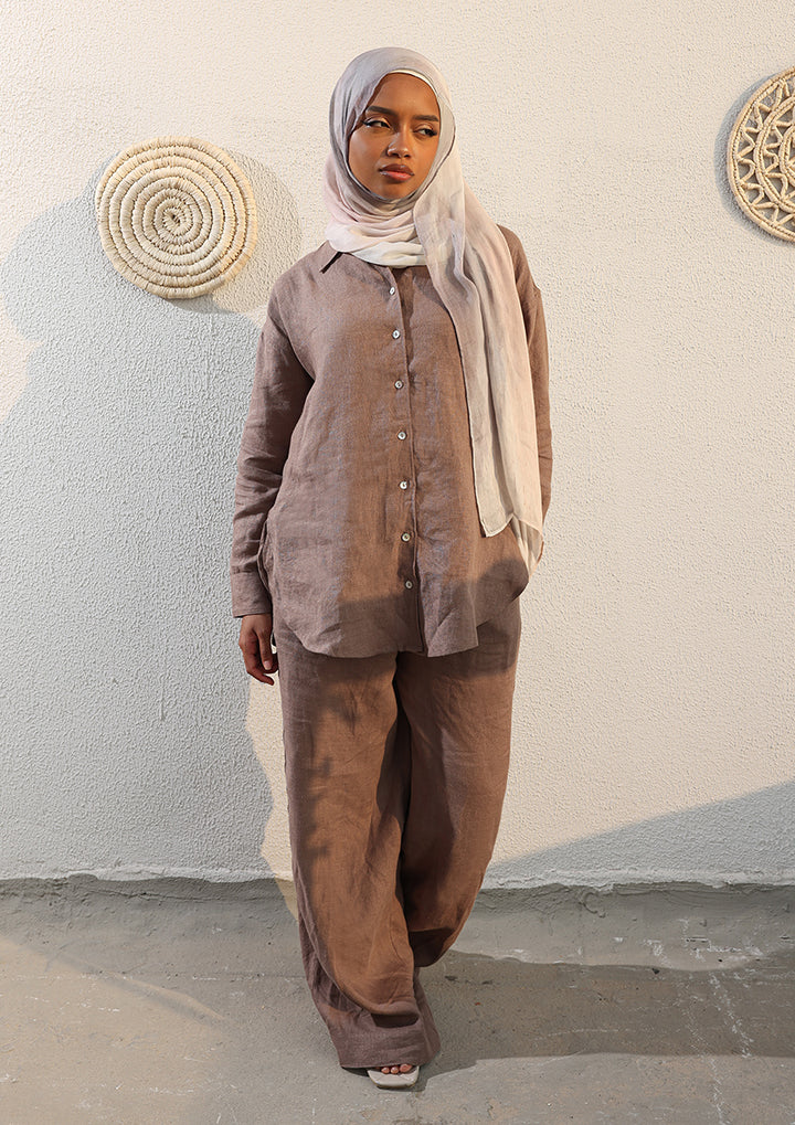 100% Italian Linen Co-ord Set - Taupe