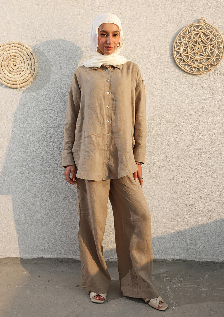 100% Italian Linen Co-ord Set - Olive