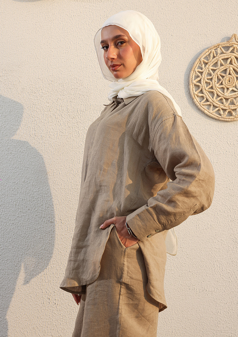 100% Italian Linen Co-ord Set - Olive