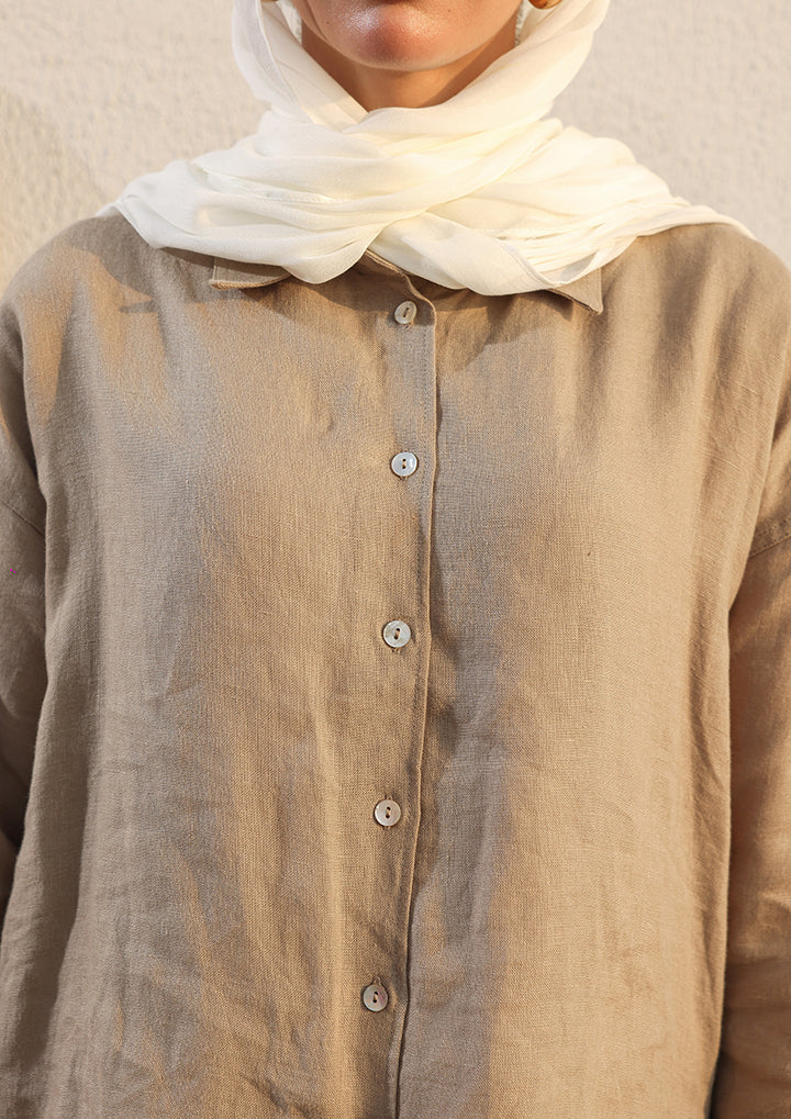 100% Italian Linen Shirt - Olive