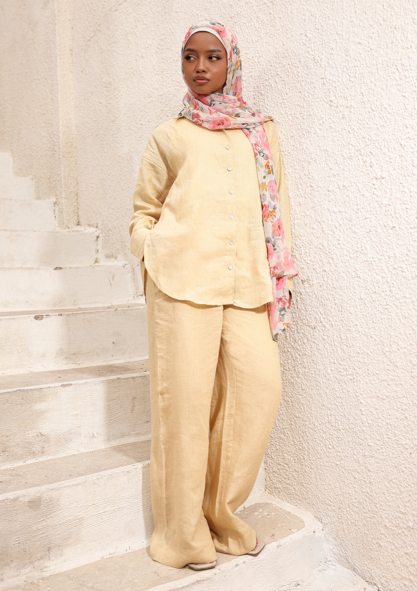 100% Italian Linen Co-ord Set - Butter Yellow